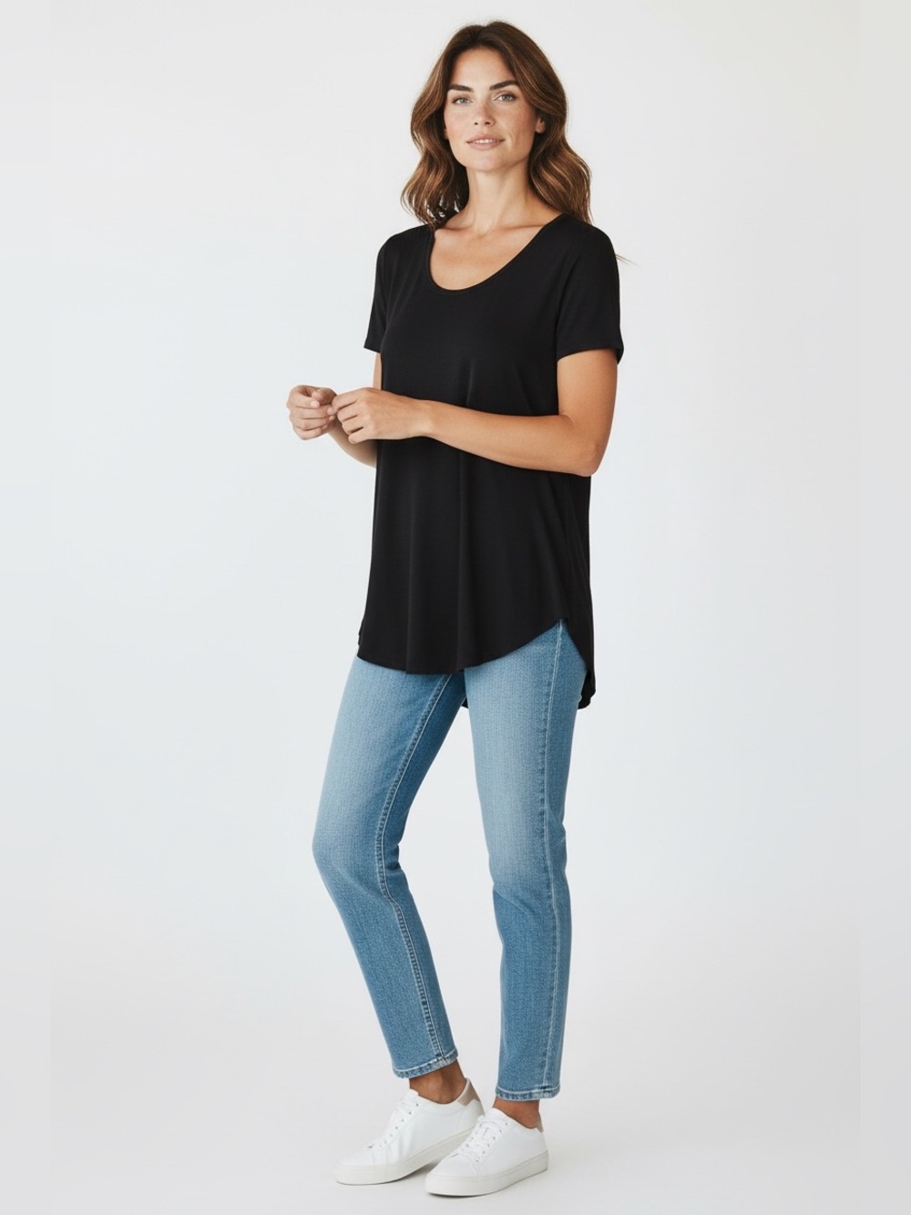 Wilfred Black Short Sleeve Scoop Neck Tee